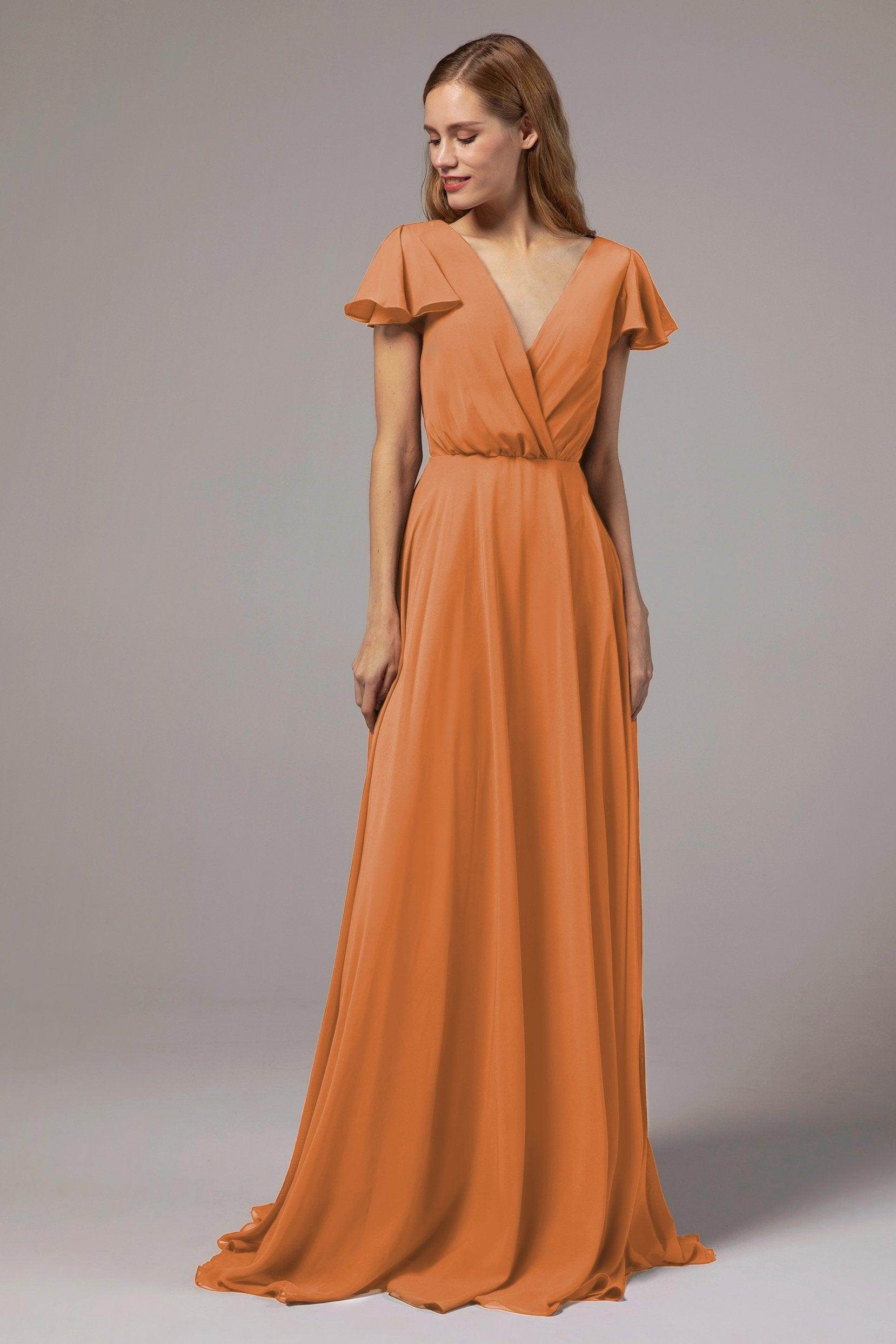 A-Line Floor Length Chiffon Bridesmaid Dress CB0410 - COCOMELODY